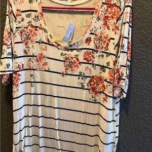 Maurices Floral Stripe Short Sleeve Tunic
